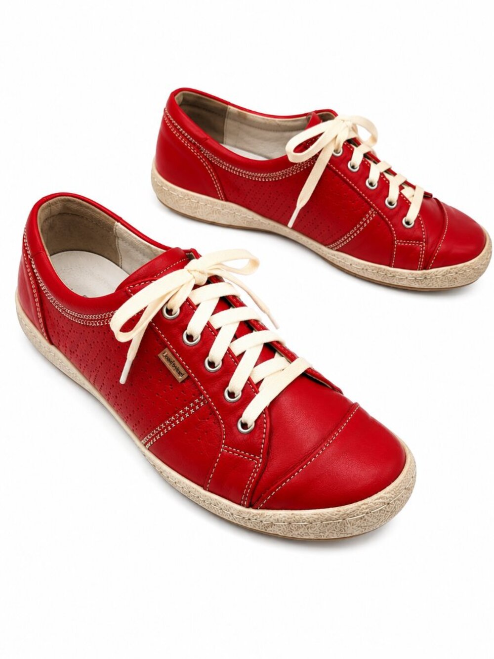 Josef Seibel Red Leather Lace-Up Sneakers Comfort Shoes EU 39